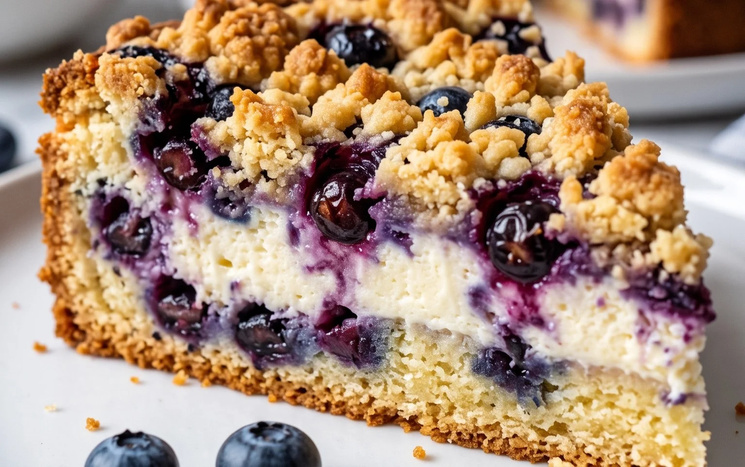 schneller Blaubeer-Quark-Kuchen mit Streuseln