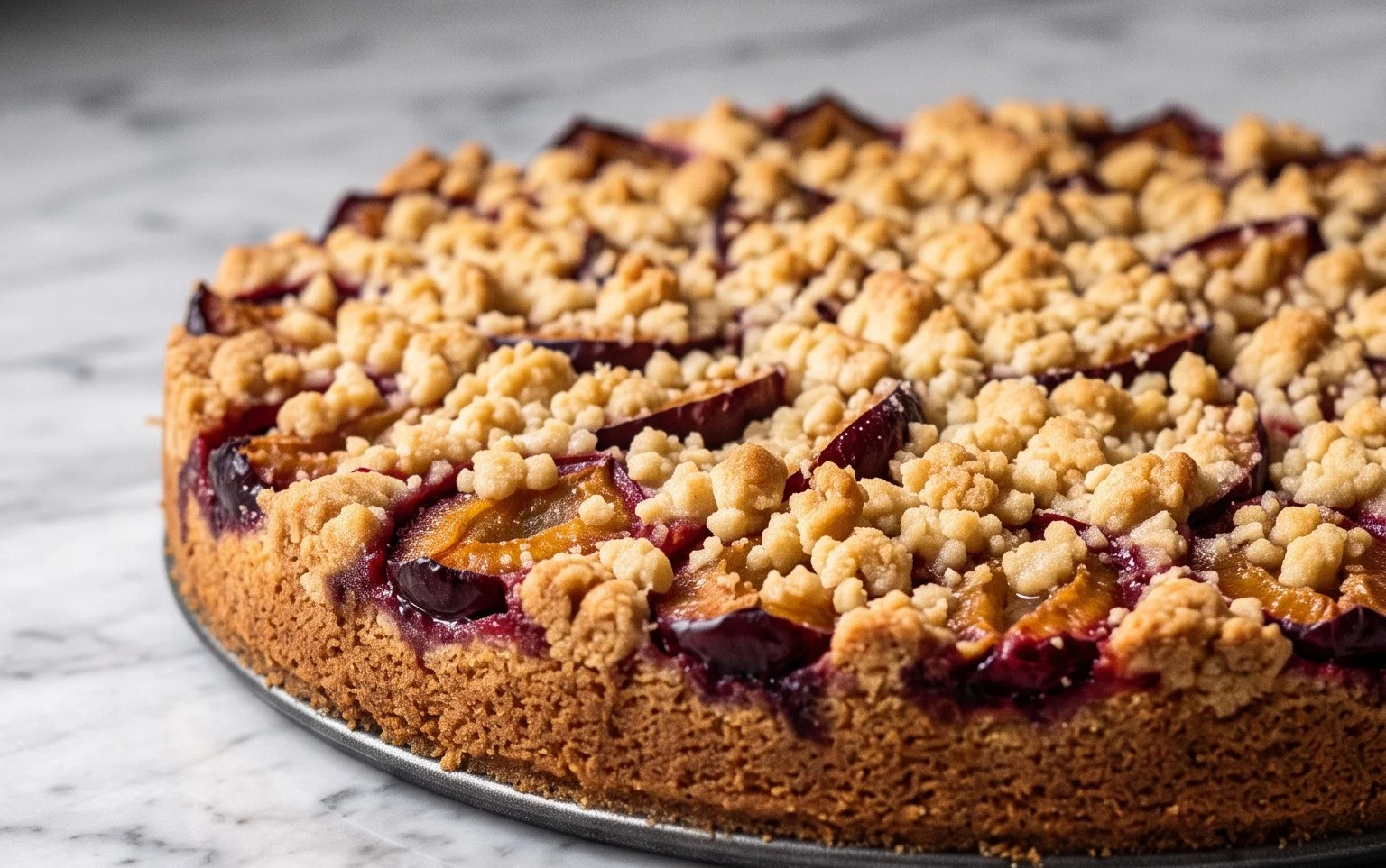 Saftiger Pflaumenkuchen mit knusprigen Streuseln